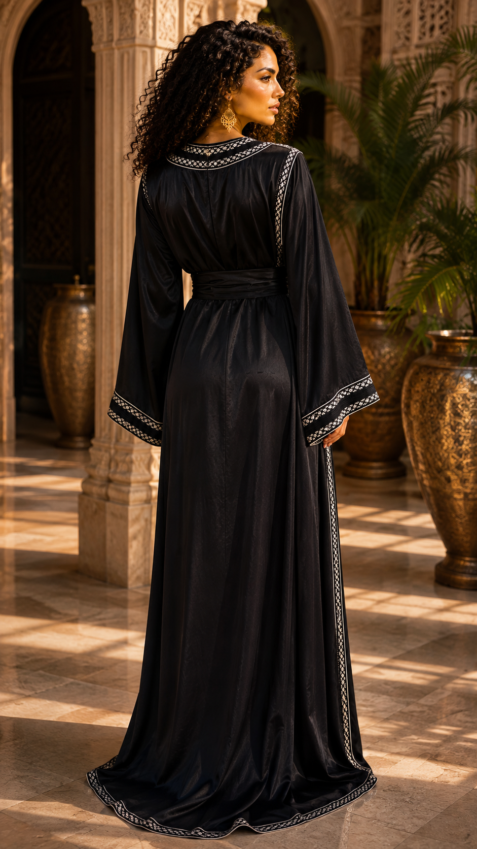Caftan Marocain Noir Brodé – Élégance Traditionnelle