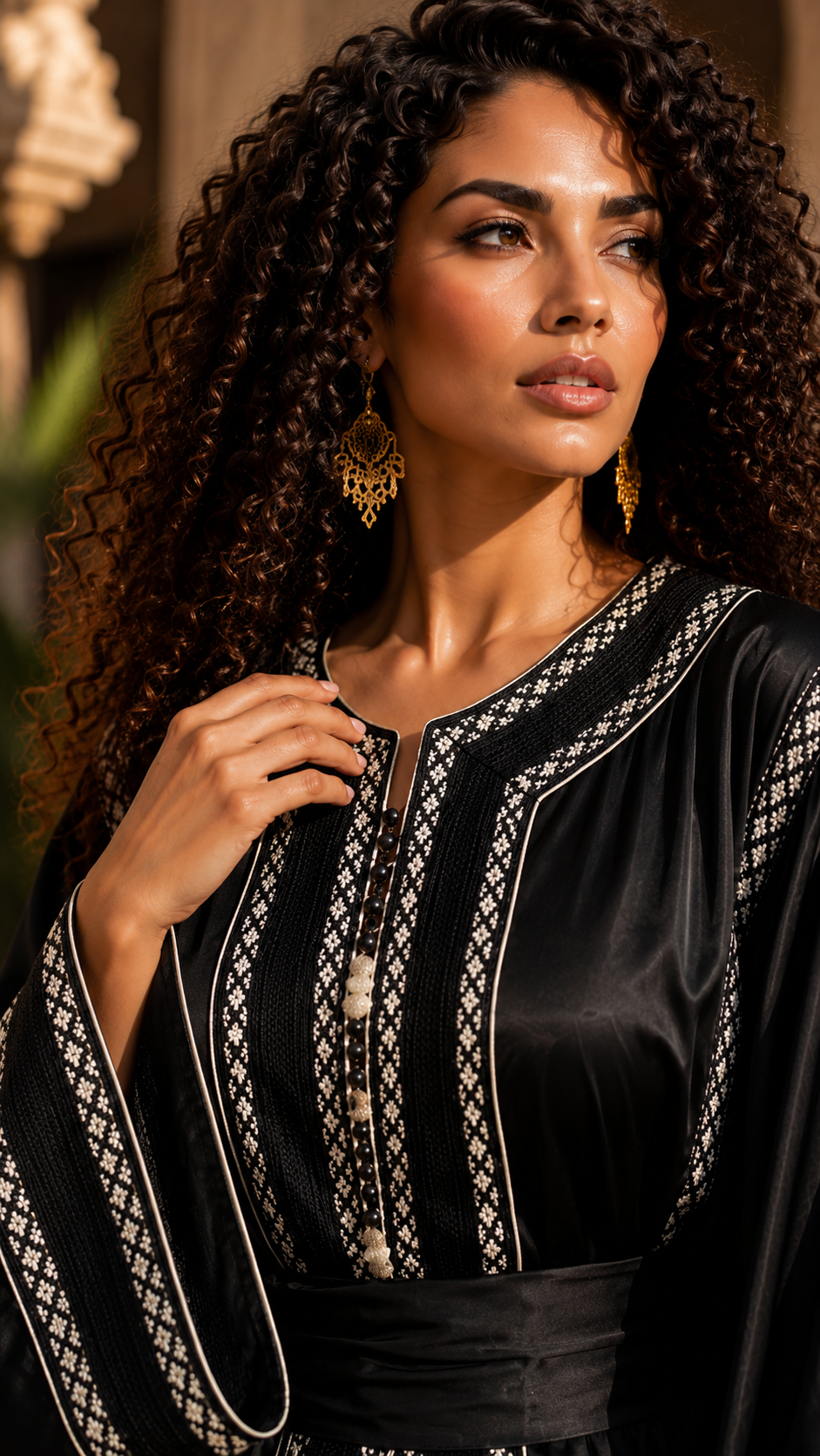 Caftan Marocain Noir Brodé – Élégance Traditionnelle