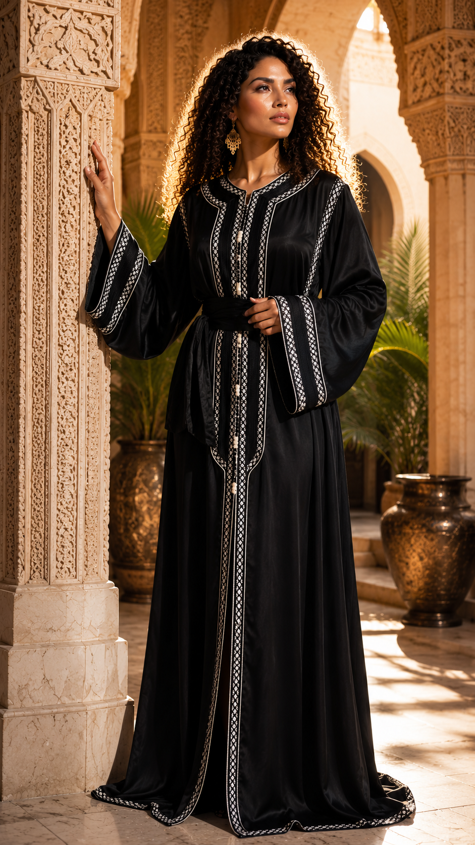 Caftan Marocain Noir Brodé – Élégance Traditionnelle